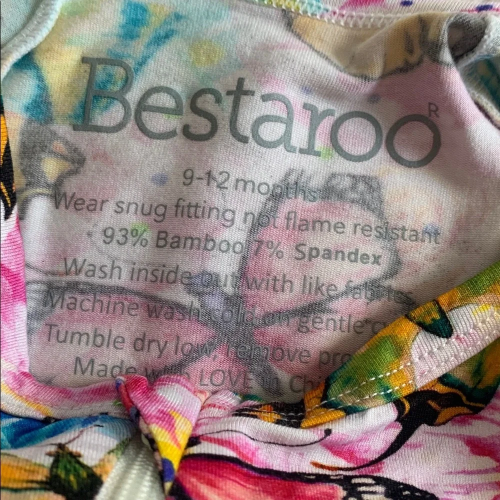 NWT Bestaroo Butterfly Flutter Dreams Bamboo Footie 9-12M Colorful Butterflies 🦋